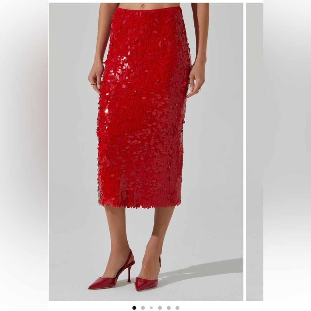 ASTR the Label Red Sequin Skirt